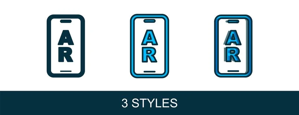 Filled outline Augmented reality AR icon isolated on white background. Virt.. Stock Illustration