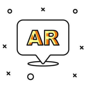 Filled outline Augmented reality AR icon isolated on white background. Virt.. Stock Illustration