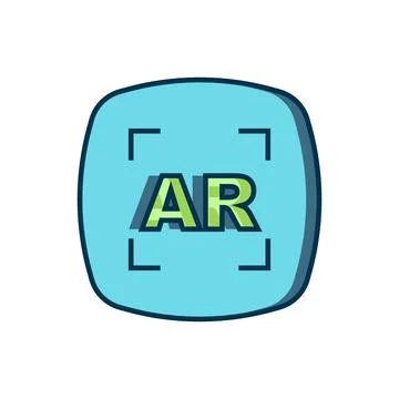 Filled outline Augmented reality AR icon isolated on white background. Virt.. Illustrazione stock