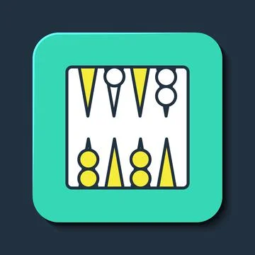 Filled outline Backgammon board icon isolated on blue background. Turquoise Stock Illustration