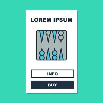Filled outline Backgammon board icon isolated on turquoise background. Vector Stock Illustration