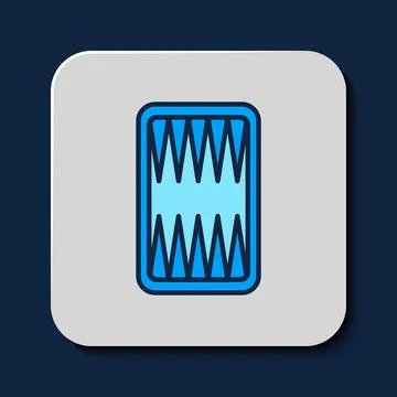 Filled outline Backgammon board icon isolated on blue background. Vector Illustrazione stock