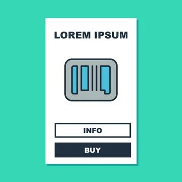 Filled outline Barcode icon isolated on turquoise background. Vector 스톡 일러스트