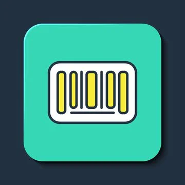 Filled outline Barcode icon isolated on blue background. Turquoise square button Stock Illustration