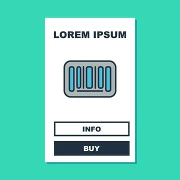 Filled outline Barcode icon isolated on turquoise background. Vector Illustrazione stock