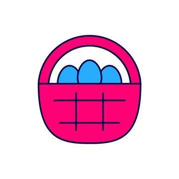 Filled outline Basket with easter eggs icon isolated on white background. Happy Stock Illustration