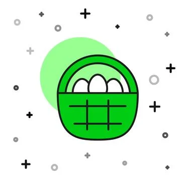 Filled outline Basket with easter eggs icon isolated on white background. H.. Stock Illustration