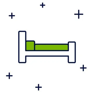 Filled outline Bed icon isolated on white background.  Vector Stock Illustration