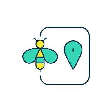Filled outline Bee location map pin pointer icon isolated on white background Stock Illustration