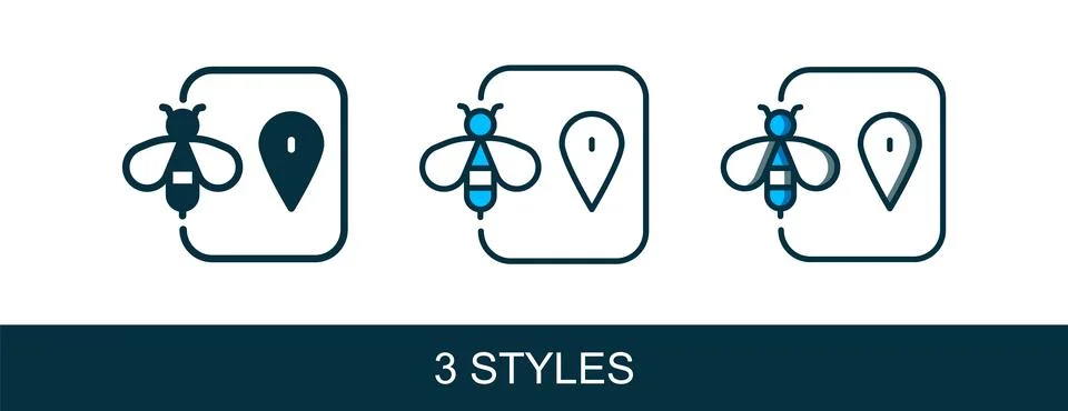 Filled outline Bee location map pin pointer icon isolated on white backgrou.. Stock Illustration