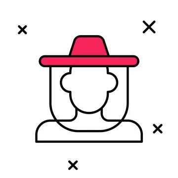 Filled outline Beekeeper with protect hat icon isolated on white background Stock Illustration