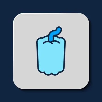Filled outline Bell pepper or sweet capsicum icon isolated on blue backgrou.. Stock Illustration