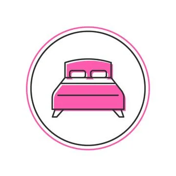 Filled outline Big bed for two or one person icon isolated on white background Stock Illustration