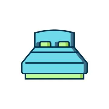 Filled outline Big bed for two or one person icon isolated on white backgro.. Stock Illustration