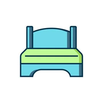 Filled outline Big bed for two or one person icon isolated on white backgro.. Stock Illustration