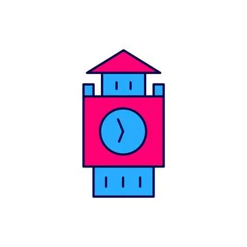 Filled outline Big Ben tower icon isolated on white background. Symbol of L.. Stock-Illustration