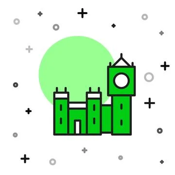 Filled outline Big Ben tower icon isolated on white background. Symbol of Lon Stock-Illustration