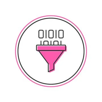 Filled outline Binary code icon isolated on white background.  Vector Stock Illustration