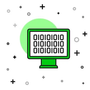 Filled outline Binary code icon isolated on white background. Vector Stock Illustration