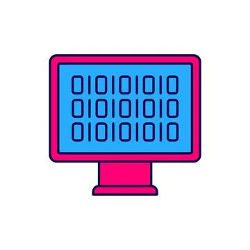 Filled outline Binary code icon isolated on white background.  Vector Stock Illustration