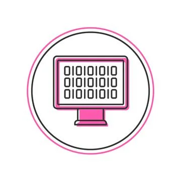 Filled outline Binary code icon isolated on white background.  Vector Stock Illustration