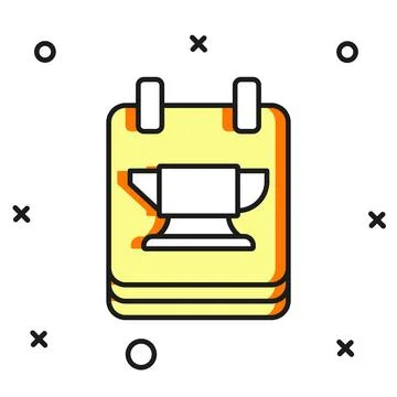 Filled outline Blacksmith anvil tool icon isolated on white background. Met.. Stock Illustration