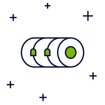 Filled outline Blanket roll icon isolated on white background. Camping roll mat Stock Illustration