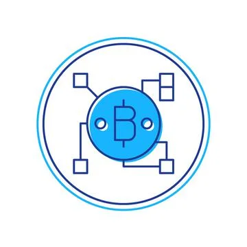 Filled outline Blockchain technology Bitcoin icon isolated on white background 스톡 일러스트