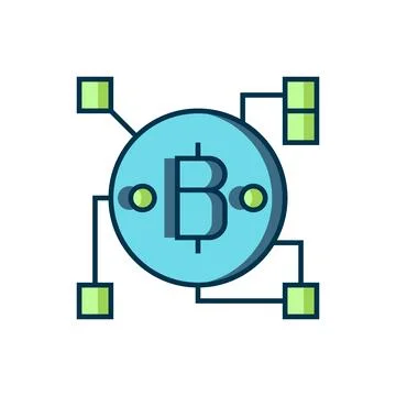 Filled outline Blockchain technology Bitcoin icon isolated on white backgro.. 스톡 일러스트
