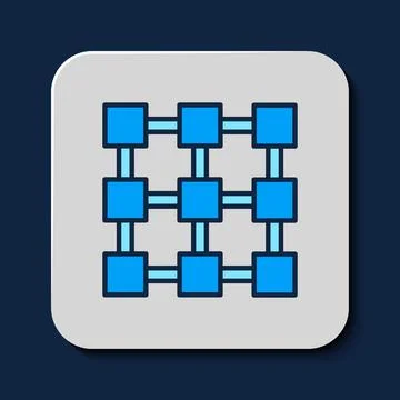 Filled outline Blockchain technology icon isolated on blue background イラスト素材