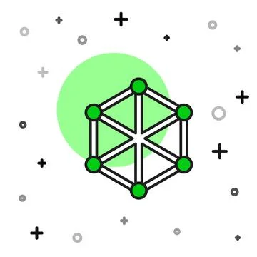 Filled outline Blockchain technology icon isolated on white background. Crypt Ilustración de archivo