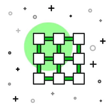 Filled outline Blockchain technology icon isolated on white background. Cry.. Stock Illustration