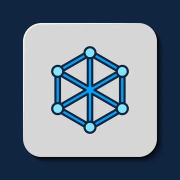 Filled outline Blockchain technology icon isolated on blue background. Cryp.. Stock-Illustration