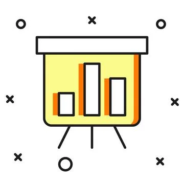 Filled outline Board with graph chart icon isolated on white background. Re.. Stock Illustration