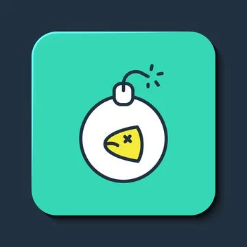 Filled outline Bomb ready to explode icon isolated on blue background. Turquoise イラスト素材