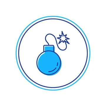 Filled outline Bomb ready to explode icon isolated on white background. Vector Stock Illustration
