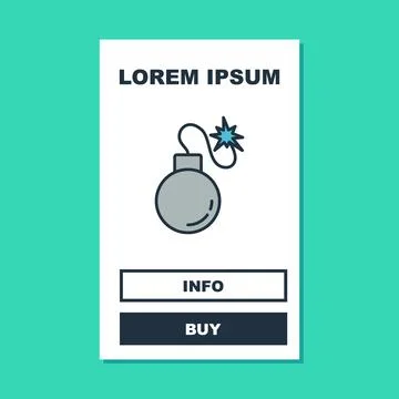 Filled outline Bomb ready to explode icon isolated on turquoise background イラスト素材