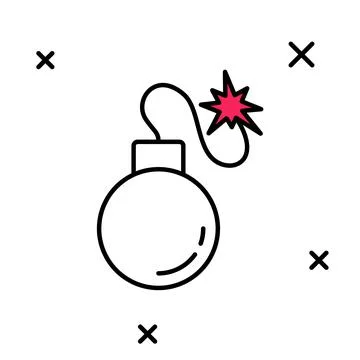 Filled outline Bomb ready to explode icon isolated on white background. Vector Stock Illustration