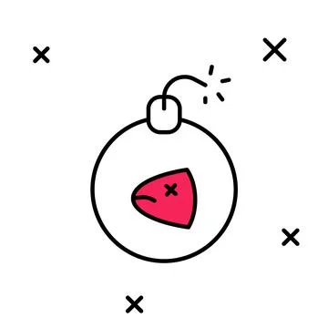 Filled outline Bomb ready to explode icon isolated on white background. Vector Stock Illustration