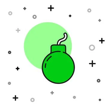 Filled outline Bomb ready to explode icon isolated on white background. Vector Stock Illustration