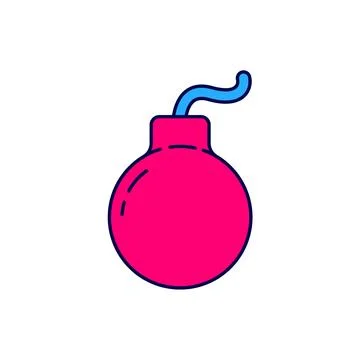 Filled outline Bomb ready to explode icon isolated on white background. Vector Illustrazione stock