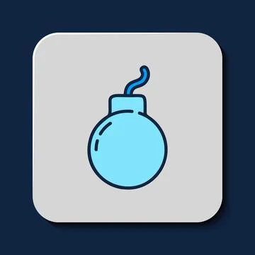 Filled outline Bomb ready to explode icon isolated on blue background. Vector イラスト素材