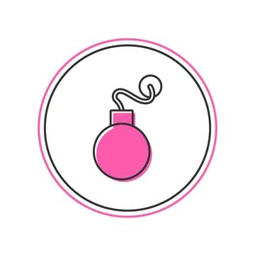 Filled outline Bomb ready to explode icon isolated on white background.  Vect Stock Illustration