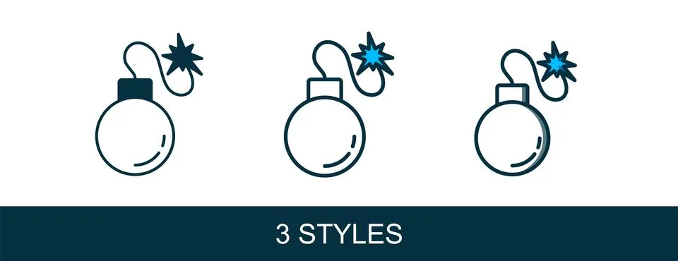 Filled outline Bomb ready to explode icon isolated on white background.  Vect Stock Illustration