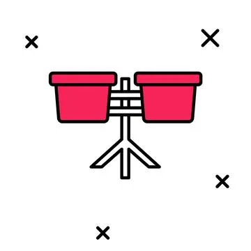 Filled outline Bongo drum icon isolated on white background. Musical instrument Illustrazione stock