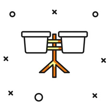 Filled outline Bongo drum icon isolated on white background. Musical instru.. Illustrazione stock