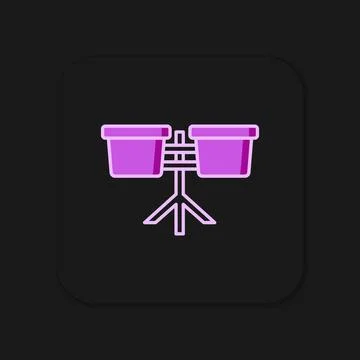 Filled outline Bongo drum icon isolated on black background. Musical instru.. Stock Illustration