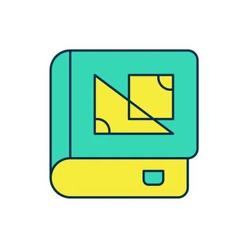 Filled outline Book about geometry icon isolated on white background. Vector Stock Illustration