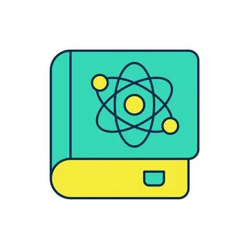Filled outline Book about physics icon isolated on white background. Vector Stock Illustration
