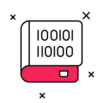 Filled outline Books about programming icon isolated on white background Stock Illustration